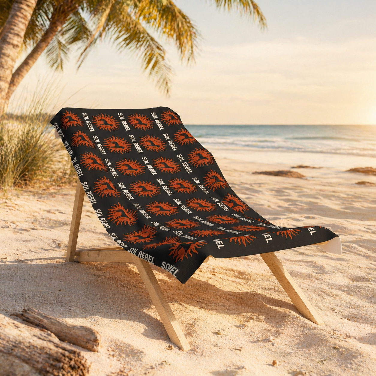 Sol Rebel Black & Orange Beach Towel